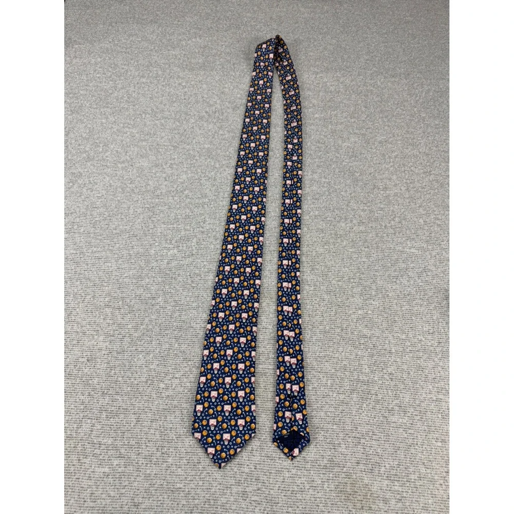 Vineyard Vines Mens Navy Blue Basketball Silk Tie Hoop Game Strategy USA Made